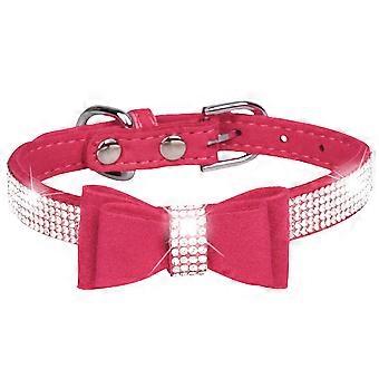 Coleira de Cachorro com Strass Glamoroso, Couro de Camurça Macia Garante Conforto, Design de Strass Coroa Adiciona Brilho, Ajustável para Animais de Estimação Pequenos e Médios, Bling