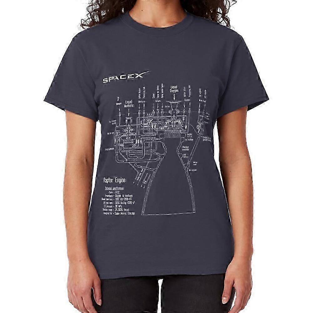 SpaceX Raptor Engine Technical Blueprint T-shirt