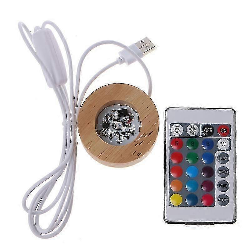 Présentoir en résine bois led 12 couleurs rgb base lumineuse réglable avec télécommande f54