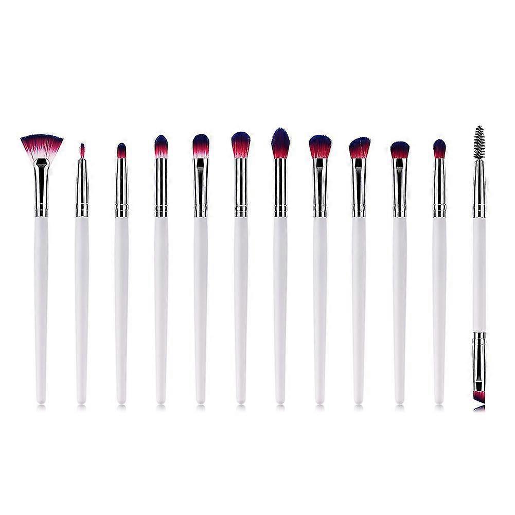 12pcs Makeup Brushes Set White Silver Handle Eye Shadow Cosmetic Tools Kit