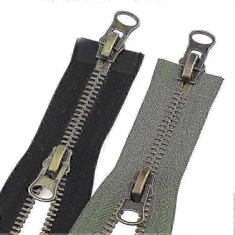 2pacs 70cm #8 Metal Zippers Double Slider Separable Black Metal Zipper A-Zipper Slider Zipper for Jackets g20242416680