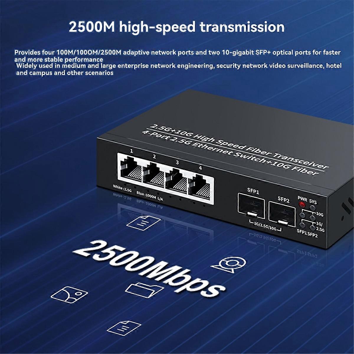 2.5G Ethernet Switch 4 Port 2500Mbps Network Switcher 2 Port 10G SFP+ Slot Home Lab Hub Internet Sp