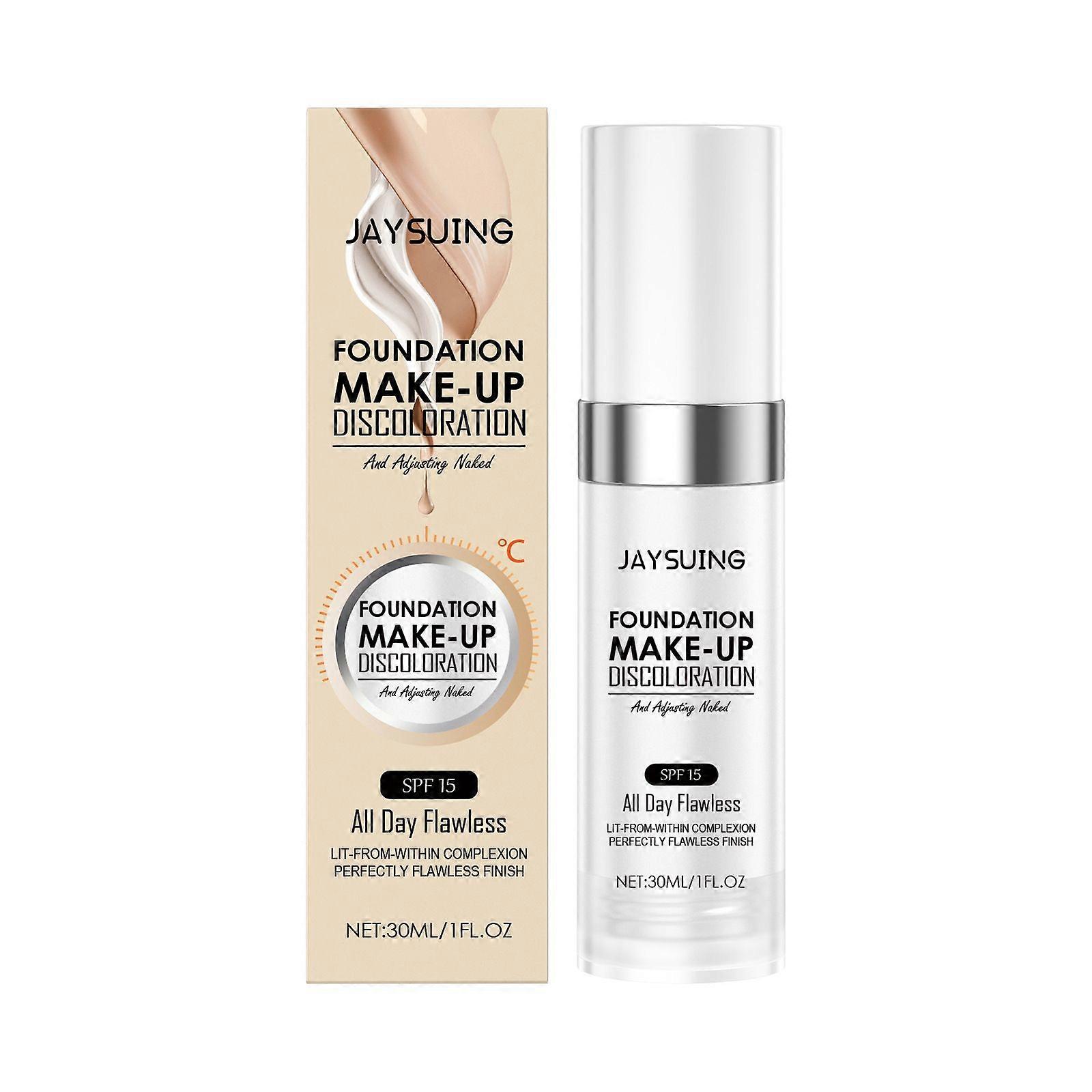 Jaysuing Temperature Change Liquid Foundation Moisturizing Natural Concealer Moisturizing Smear-Proof Makeup Brightening Temperature Change Liquid Fou
