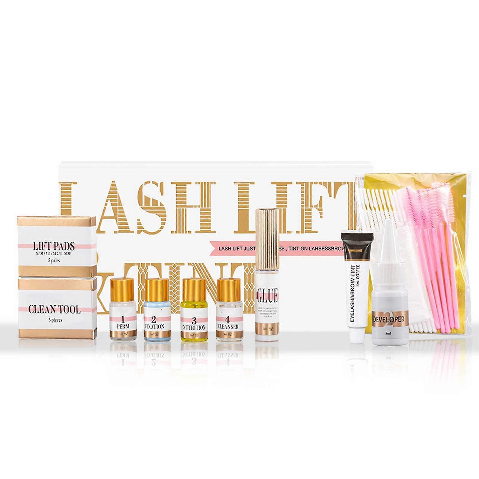 Quick Drying Eyelash and Eyebrow Tint Kit Brown Coffee Eyelash Perm Kit Eyelash Curling Lash Extension Set 4-6 Week brown