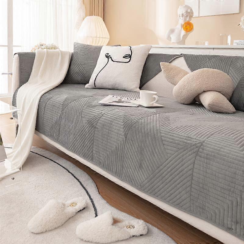 Non-SlipThicken Plush Sofa Cushion Mat Modern Simplicity Sofa Towel Home Couch Winter Milk Plush Sofa Cover for Living Room