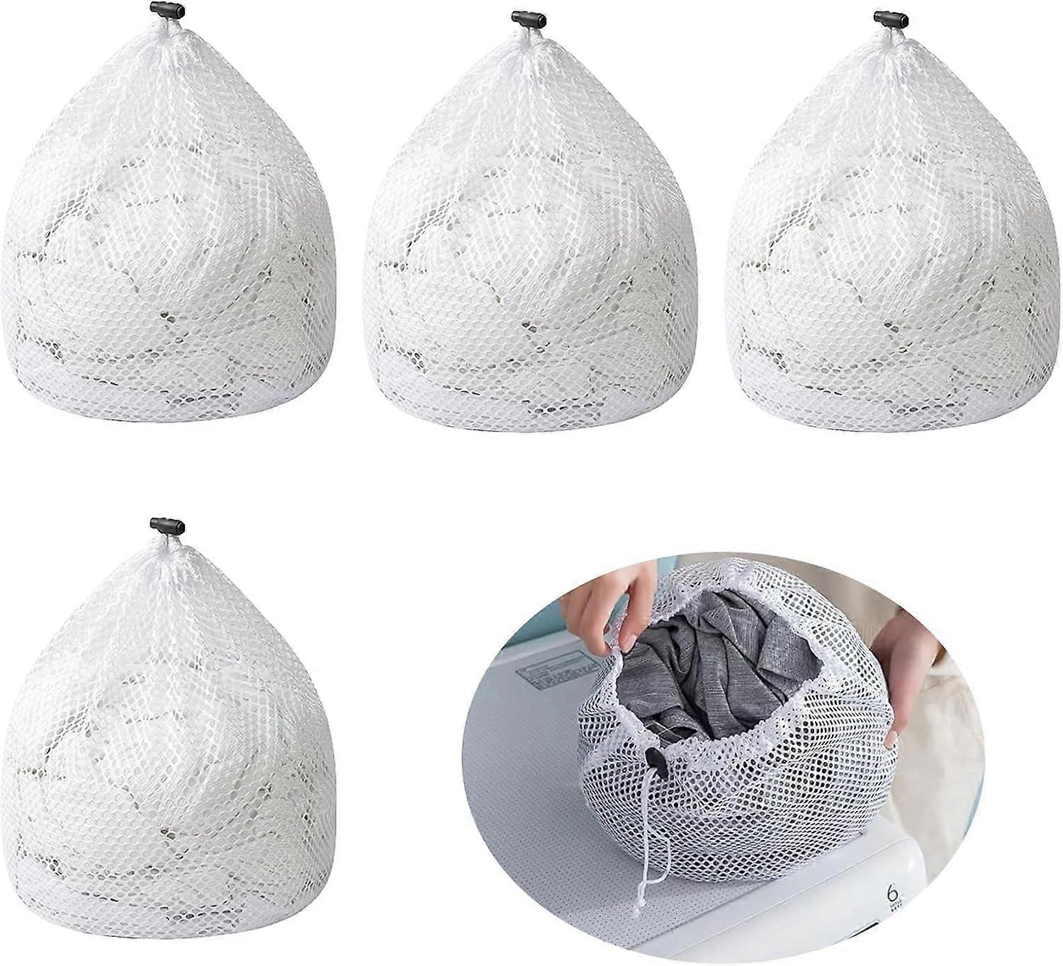 Pieces Laundry Net Bag, Reusable Fine Mesh Laundry Bag with Drawstring, Washing Machine Bag, Travel Laundry Bag for Underwear, Bra, Socks (30 x 40cm)