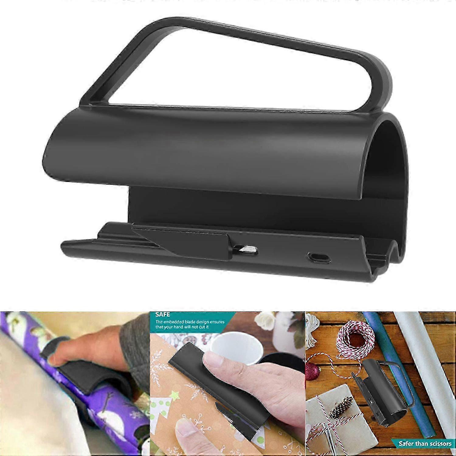 Wrapping Paper Cutter - Wrapping Paper Roll Cutter Sliding Cutter With Handle Push - Wrapping Paper Roll Cutting Tools--Black