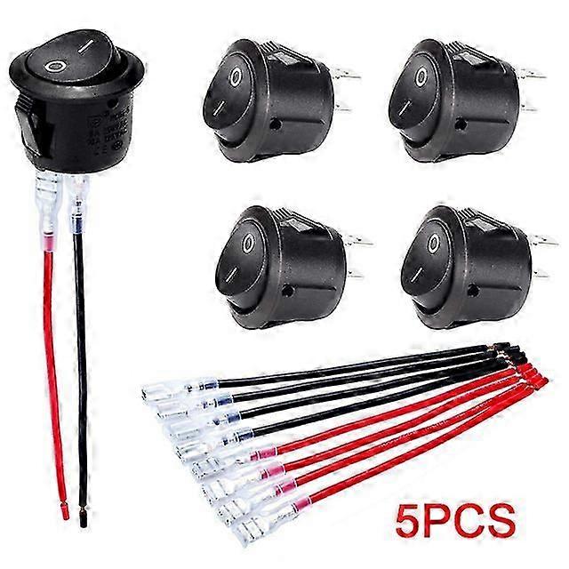 10/5PCS ON/OFF Round Rocker Switch MINI Toggle Switch 2 Pin SPST Push Button Switch 12V 24V 20MM with Wires for Auto Car RV Boat
