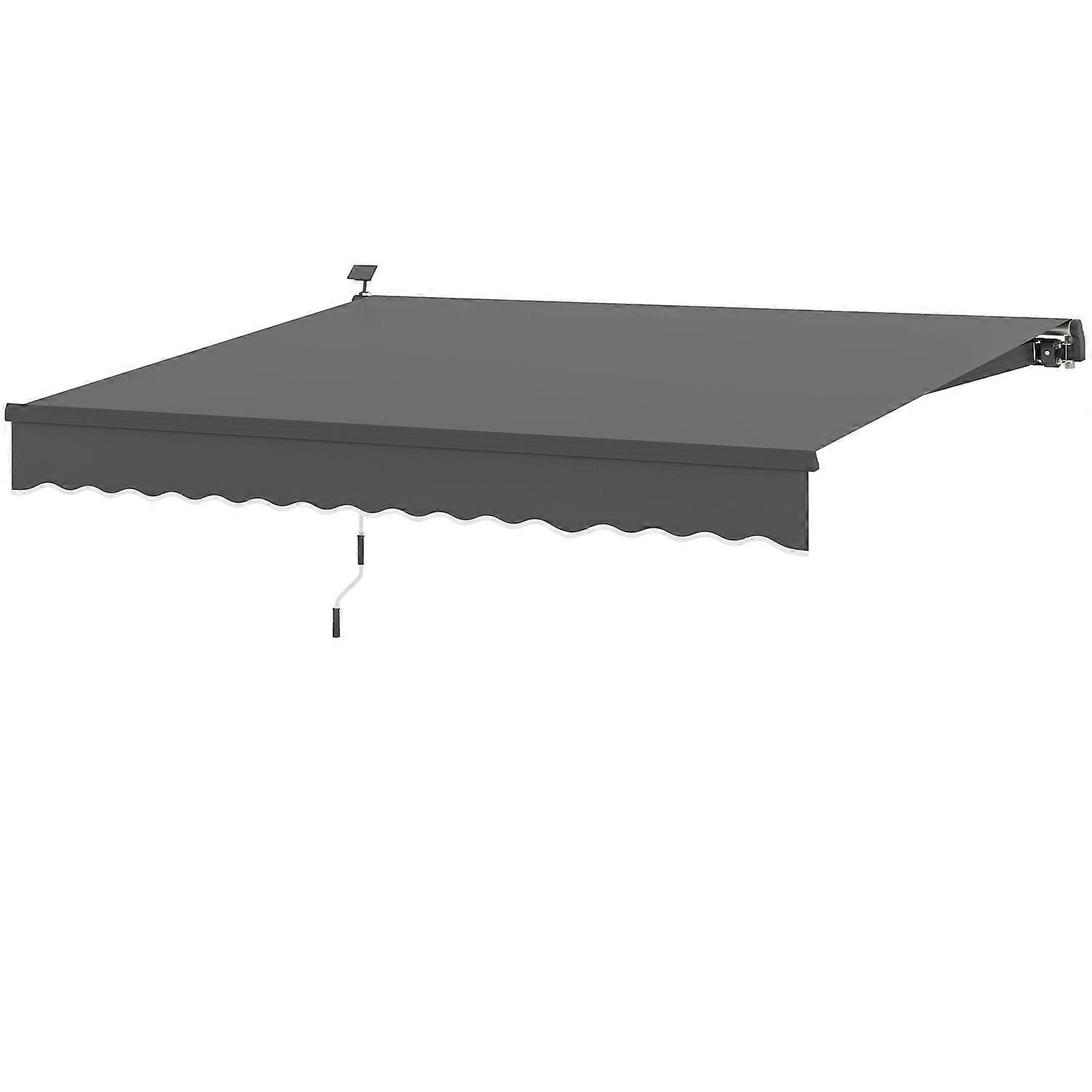 Awning with hand crank, solar light, folding arm awning, sun visor, UV 50+, balcony awning incl. wall bracket,