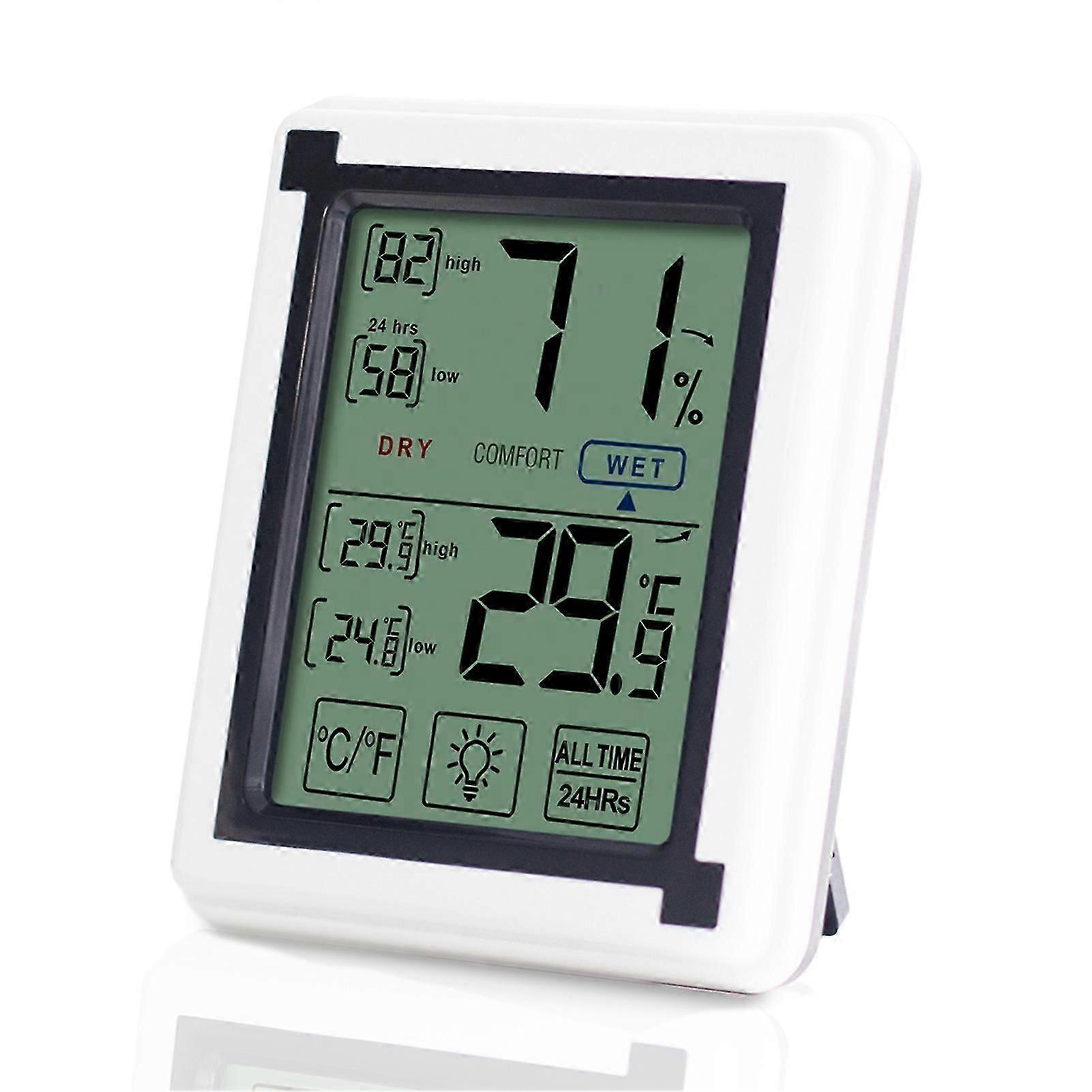 Touch Thermometer Hygrometer Humidity Gauge Meter Monitor Celsius for Home Garage Greenhouse