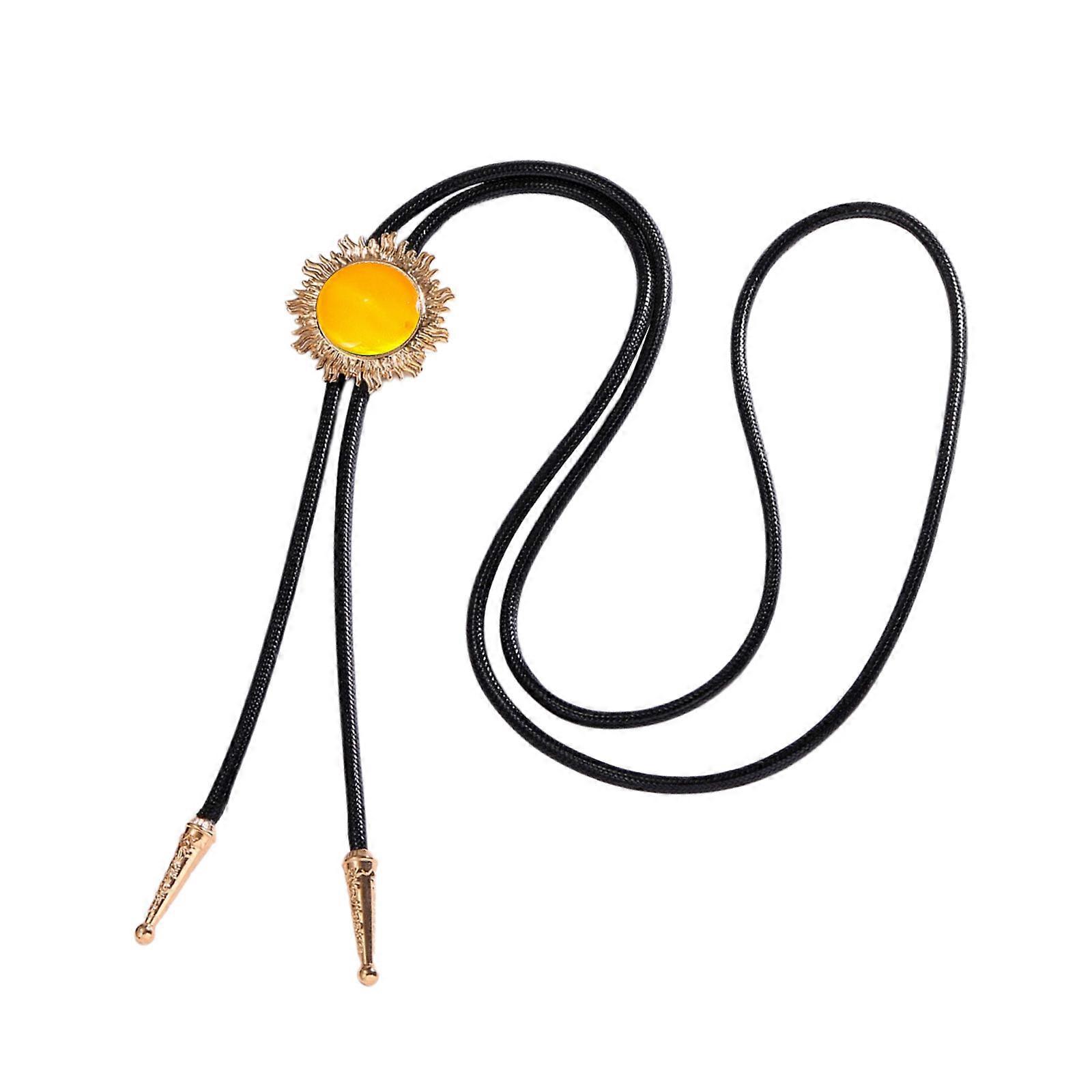 élégant soleil forme gemme pierre bolo cravate western tenue accent pour hommes et femmes cordon réglable cravate bijoux collier jaune