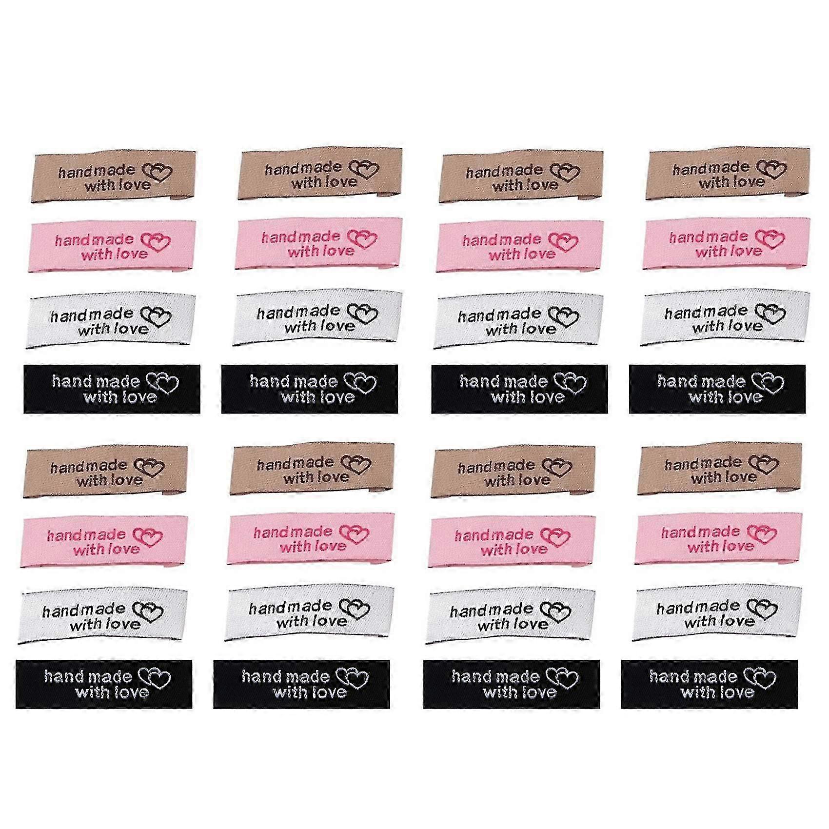Personalized Handmade Heart Pattern Sew-on Clothing Labels - 120 Pieces