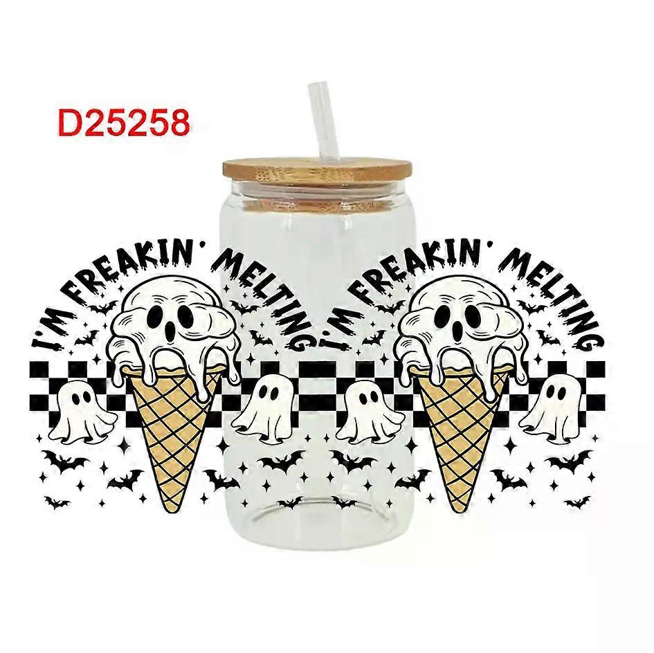 UV DTF Transfer Halloween Theme For The 16oz Libbey Glasses Wraps Cup Can DIY Waterproof Easy To Use Custom Decals D25247