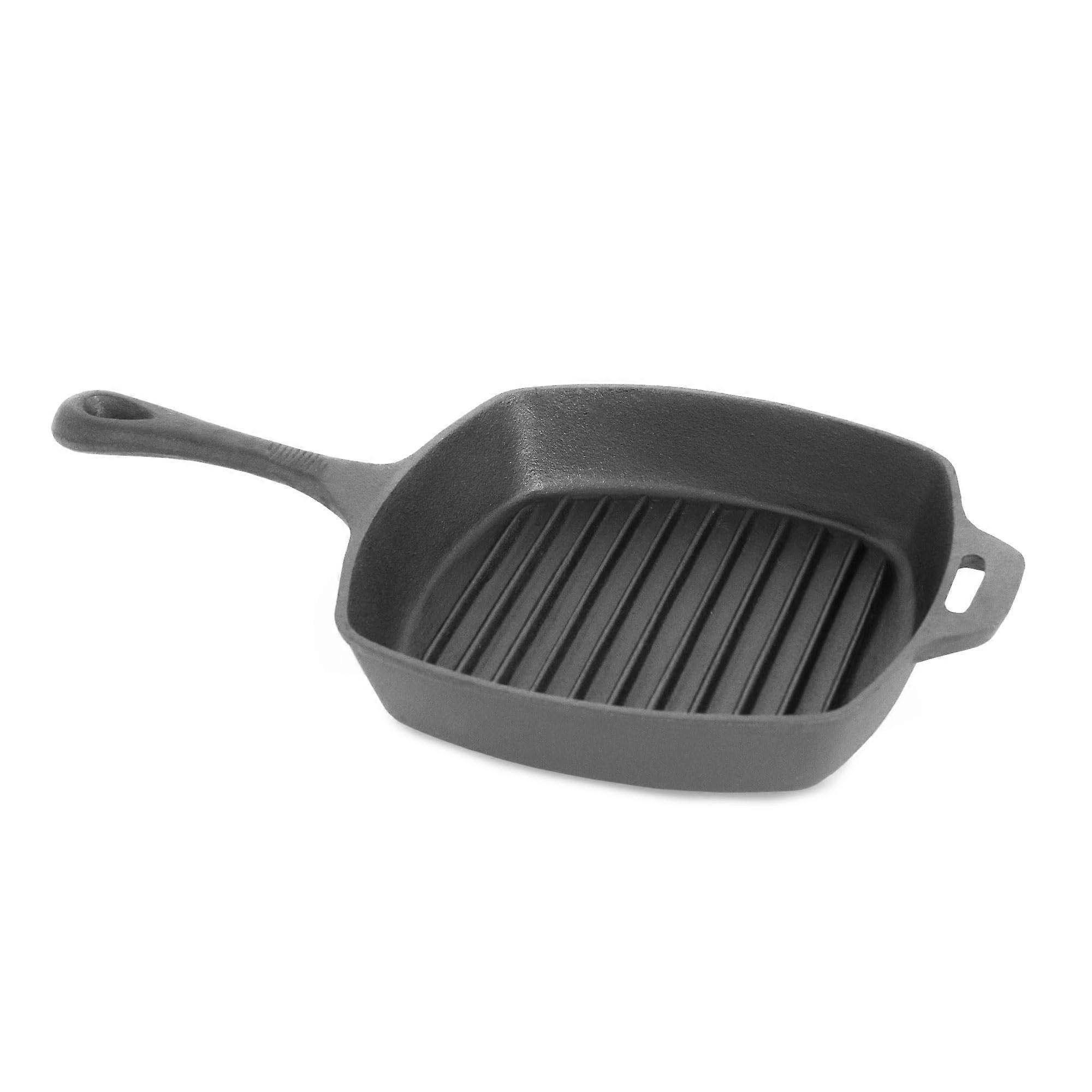 Pre-Seasoned Black Cast-Iron Square Grill Pan 10.5'