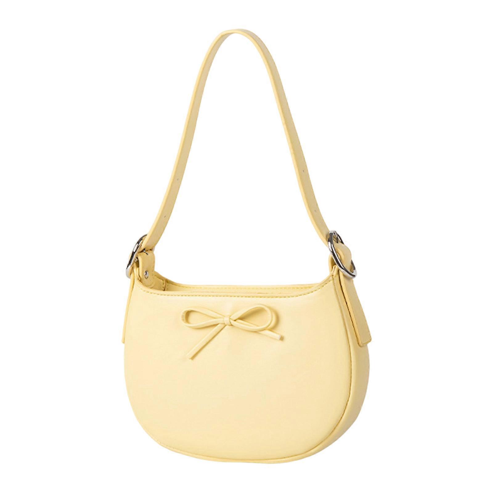 Fashionable Handbag Creative Shoulder Bag with Bows Ornament Casual Underarm Bags for Women Seeking Fashion and Styles Yellow