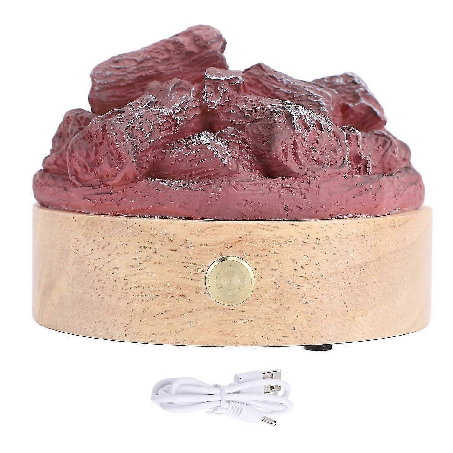 LED Artificial Flame Lamp Wood Resin Battery Operated Simulation Charcoal Lamp Fake Campfire Night L