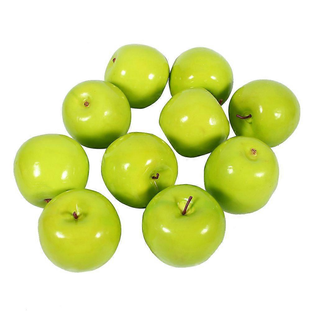 10pcs Artificial Green Apples for Kitchen Display Home Decoration