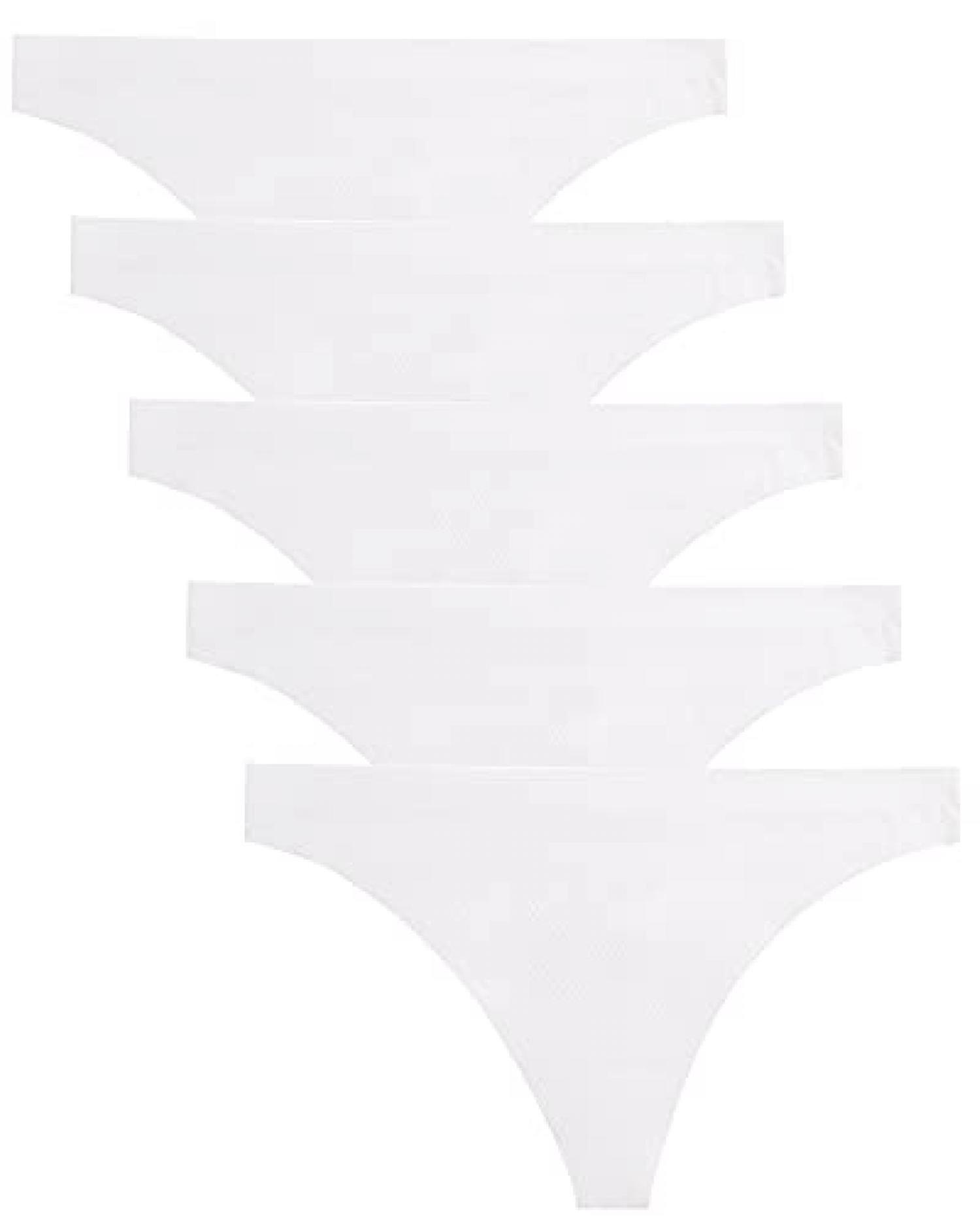 Sömlösa stringtrosor för kvinnor No Show stringtrosor kvinnor 5-pack, vit, XL