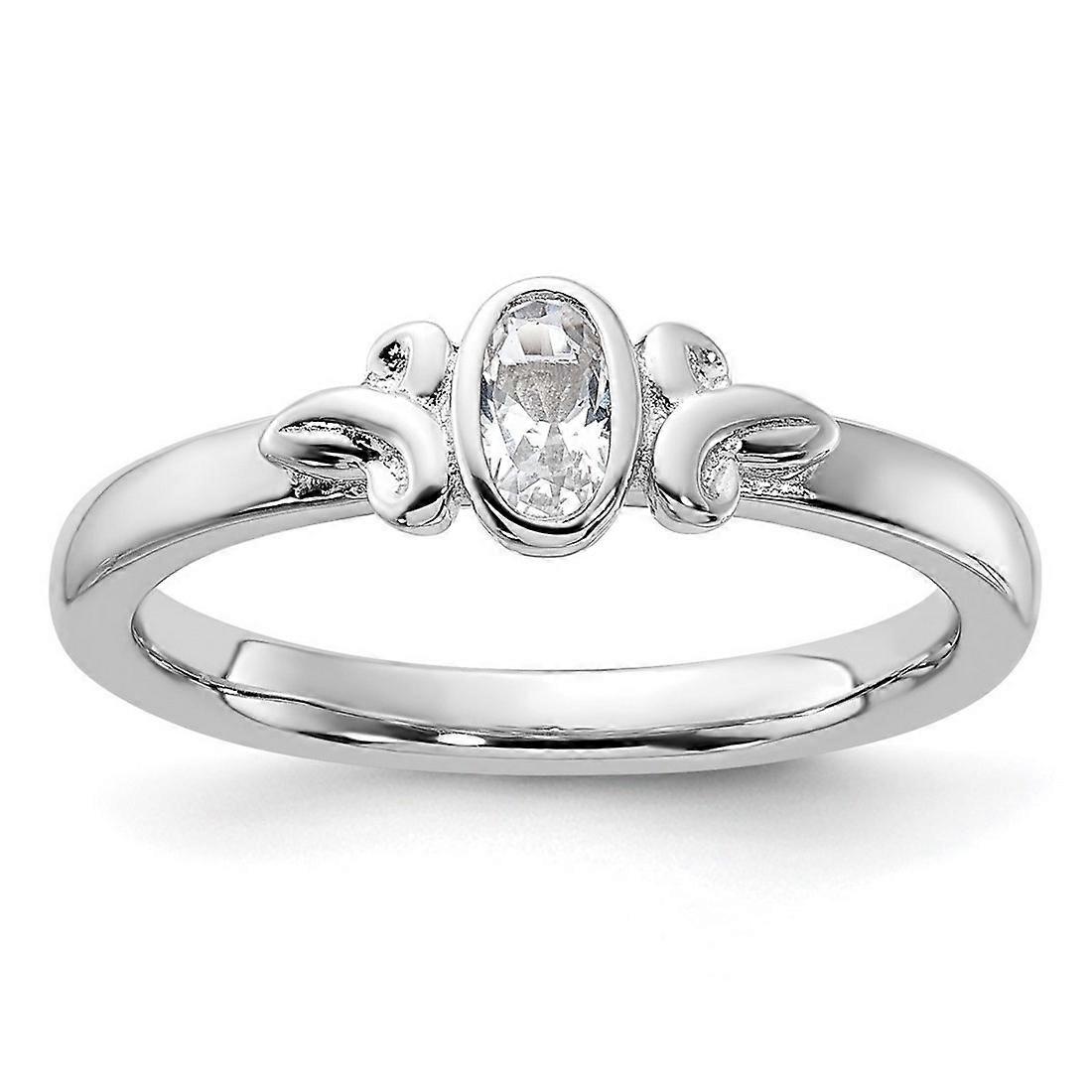 925 Sterling Silver Stackable Created White Sapphire Ring-Stackable-Ring for Women - Ring Size: 5 to 10