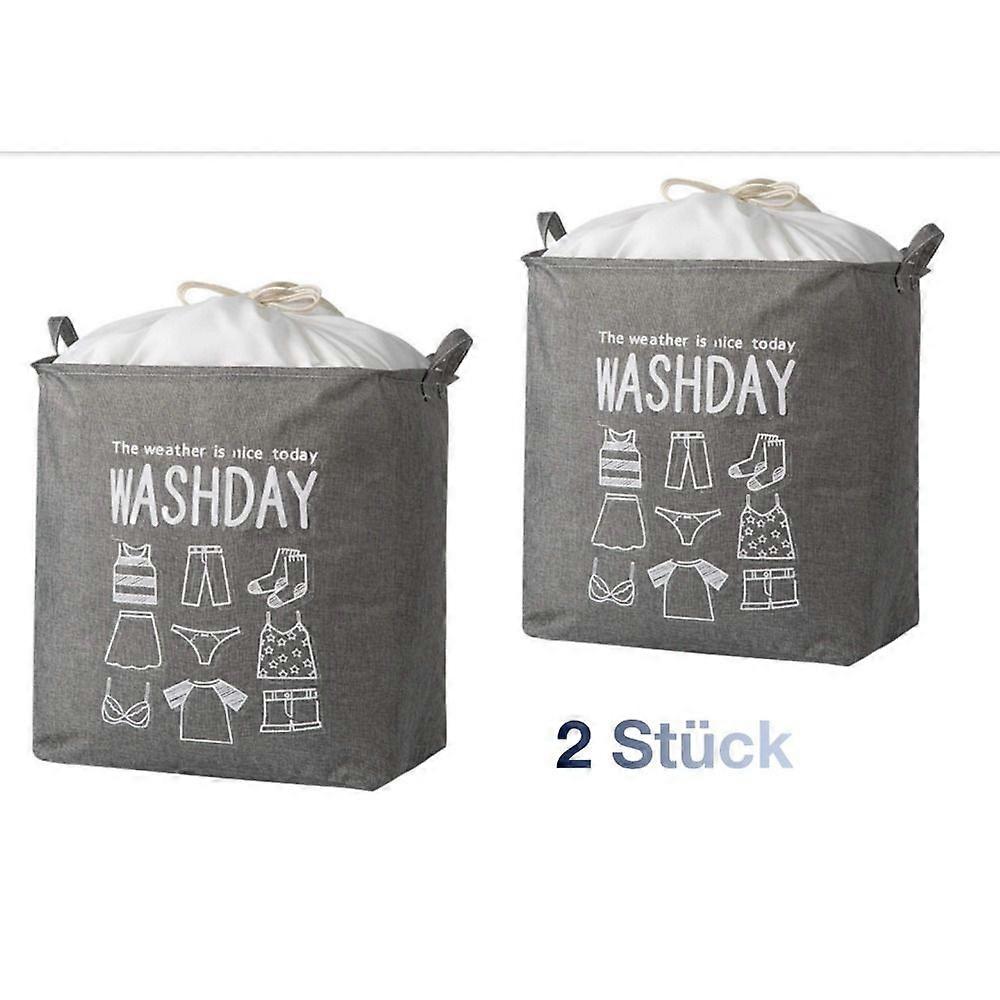 DE 2 pieces foldable laundry basket with drawstring, 75L storage baskets