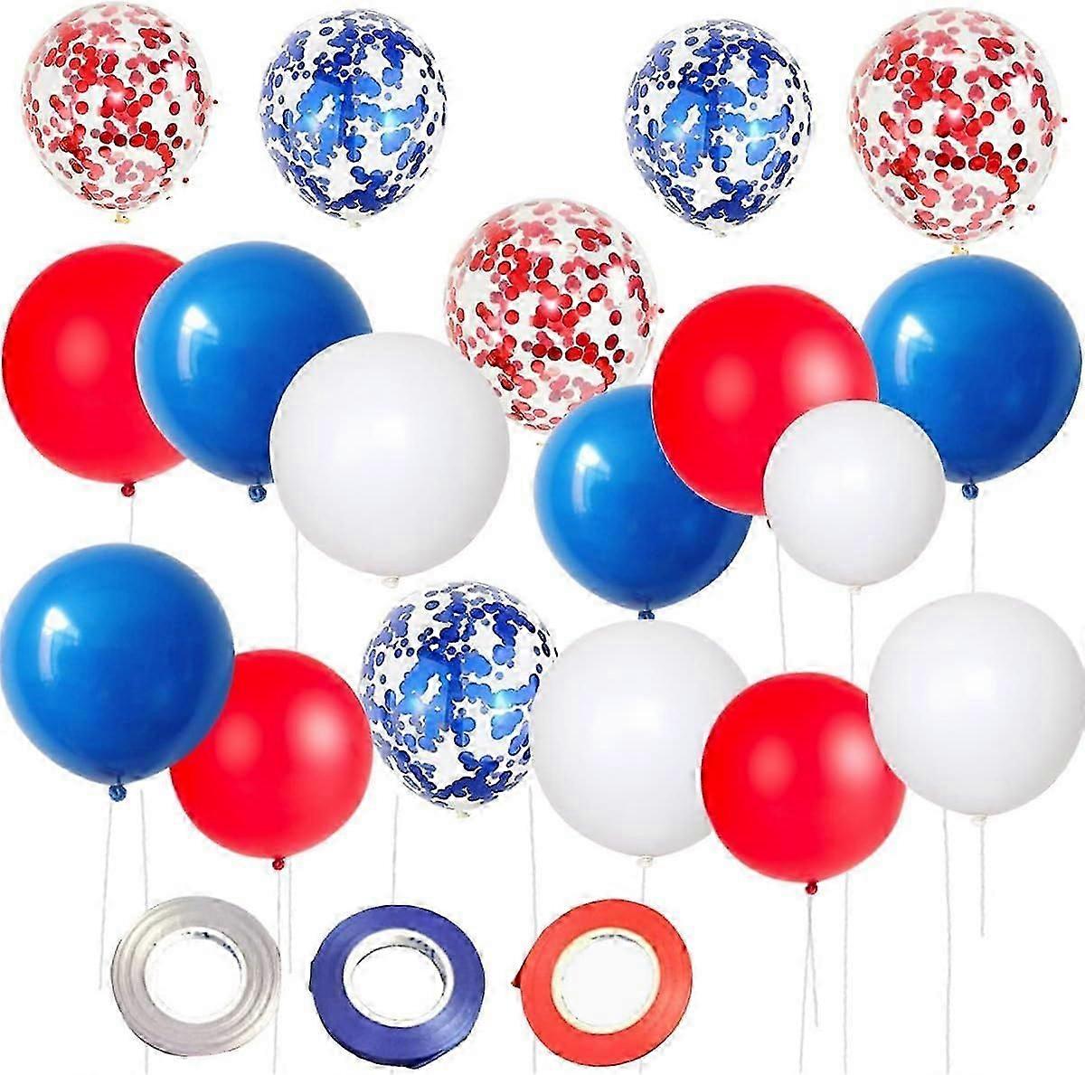 Red White and Blue Decoration Balloons - 70pcs Party Decorations with Ribbon