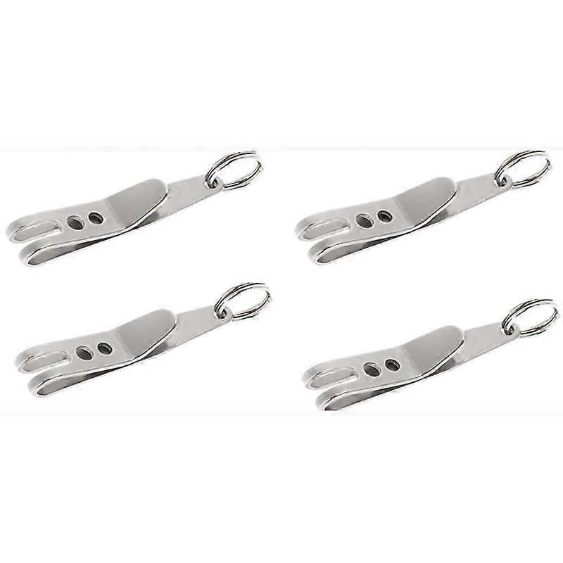 Outdoor Mini Pocket Clip Flashlight Small Hook Stainless Steel(4Pack)