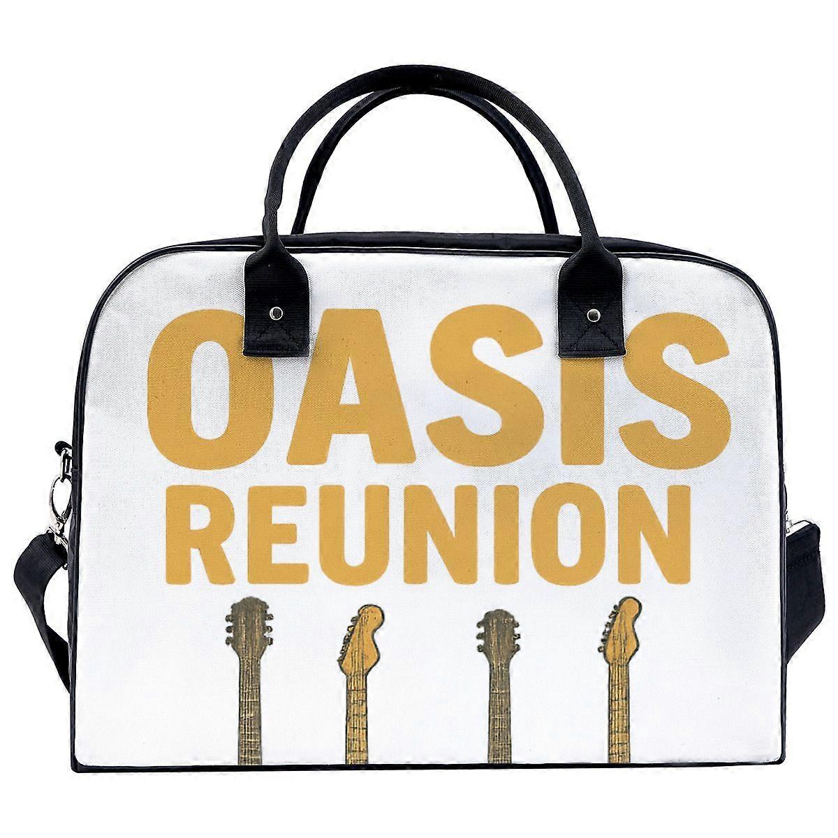 オアシス再会トラベルバッグビンテージギタープリントダッフル音楽ファン用