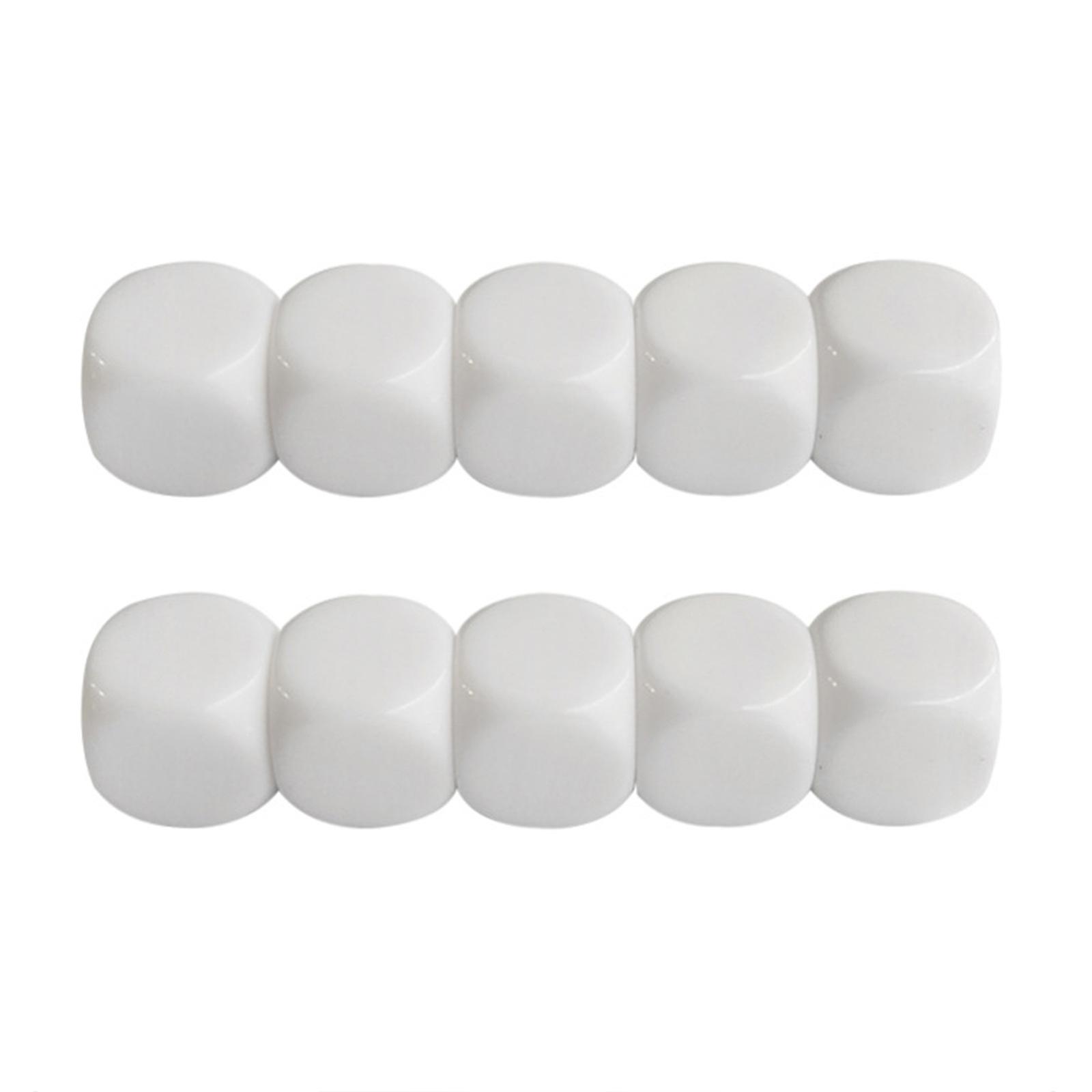 10Pcs Blank White Dices Cube Six Sided Dices with Round Corners 16MM Acrylic Dices for Classroom Board Game, DIY Sticker