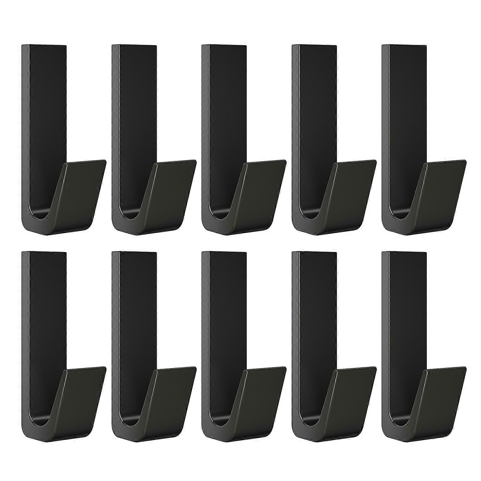 Pack of 10 Sturdy Mattes Black Adhesive Hook for Wall Mounted Multipurpose Use Home and Office Space Saving Designs