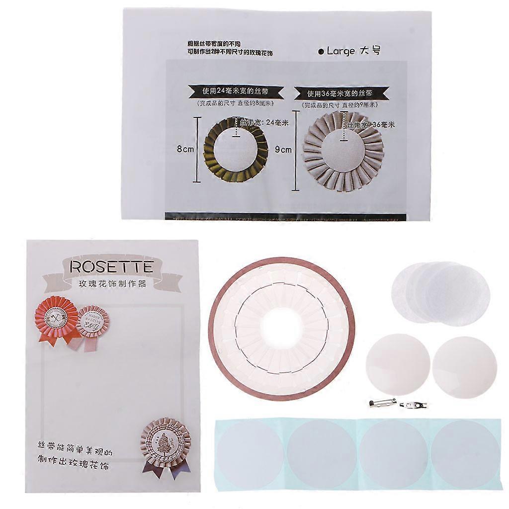 DIY Rosette Brooch Kit Handmade Ribbon Flower Making Tool Badge Button Ornament