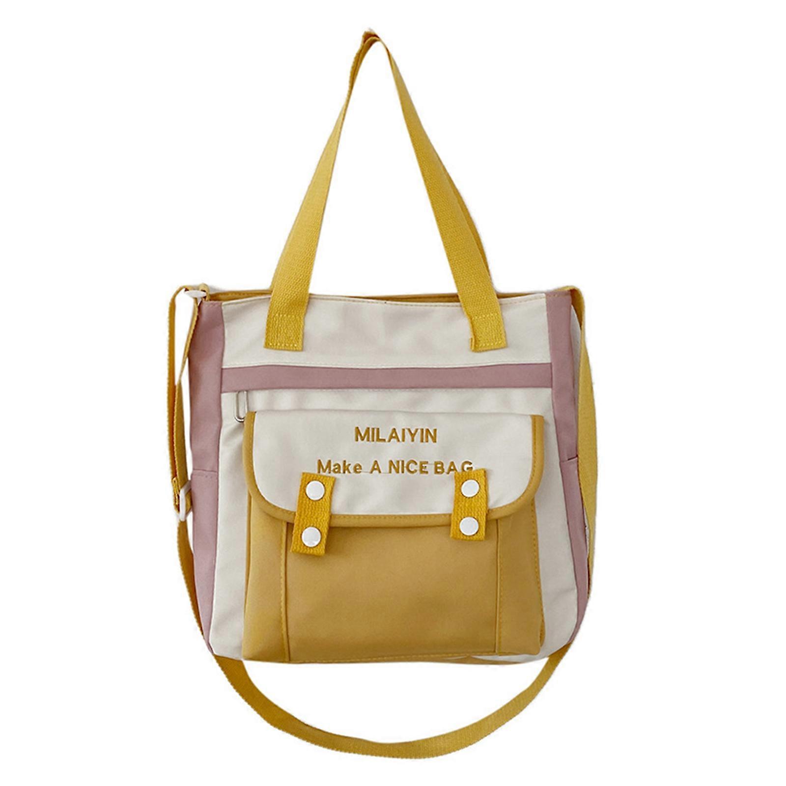 Multi functional Canvas Crossbody Bag Large Capacity Shoulder Bags Suitable for Various Occasions  Yellow