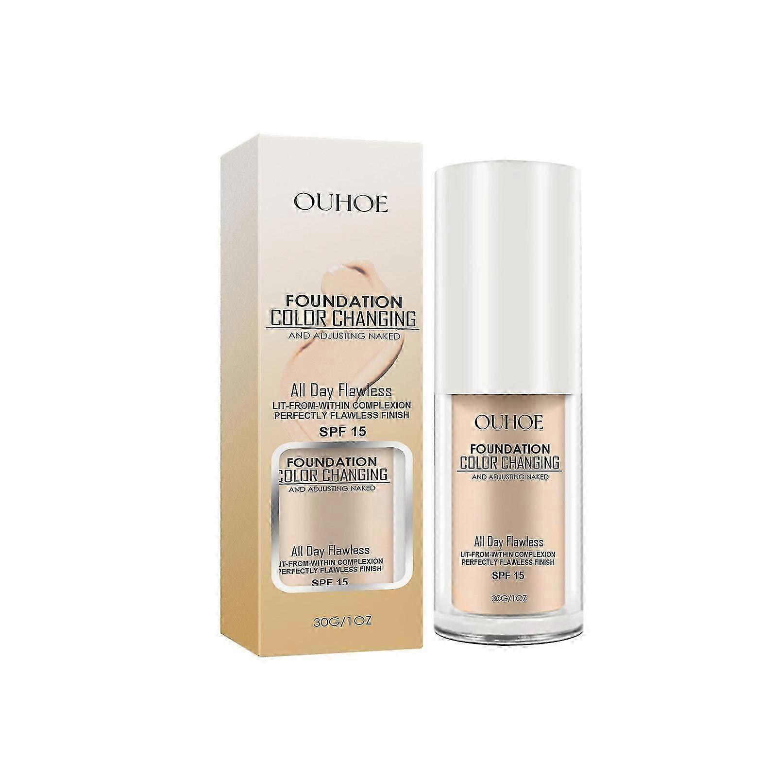 Color Changing Foundation Liquid, Flawless Colour Changing Warm Skin Tone Foundation, Waterproof Moisturising Face Foundation
