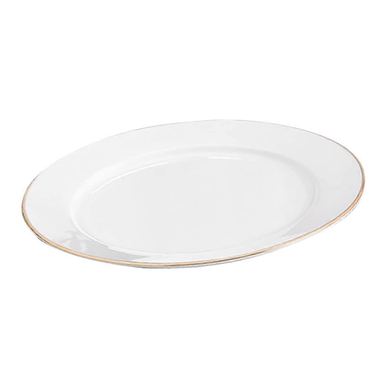 Ceramic Dinner Plate with Gold Rim, Serving Plate, Round Shape