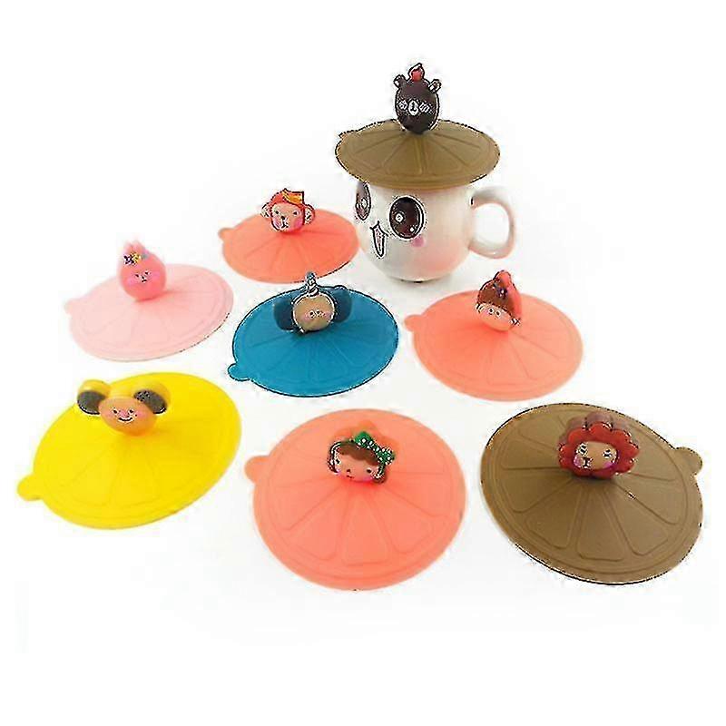 Cartoon Silicone Cup Lids Reusable Dustproof Bow Girl Cup Covers