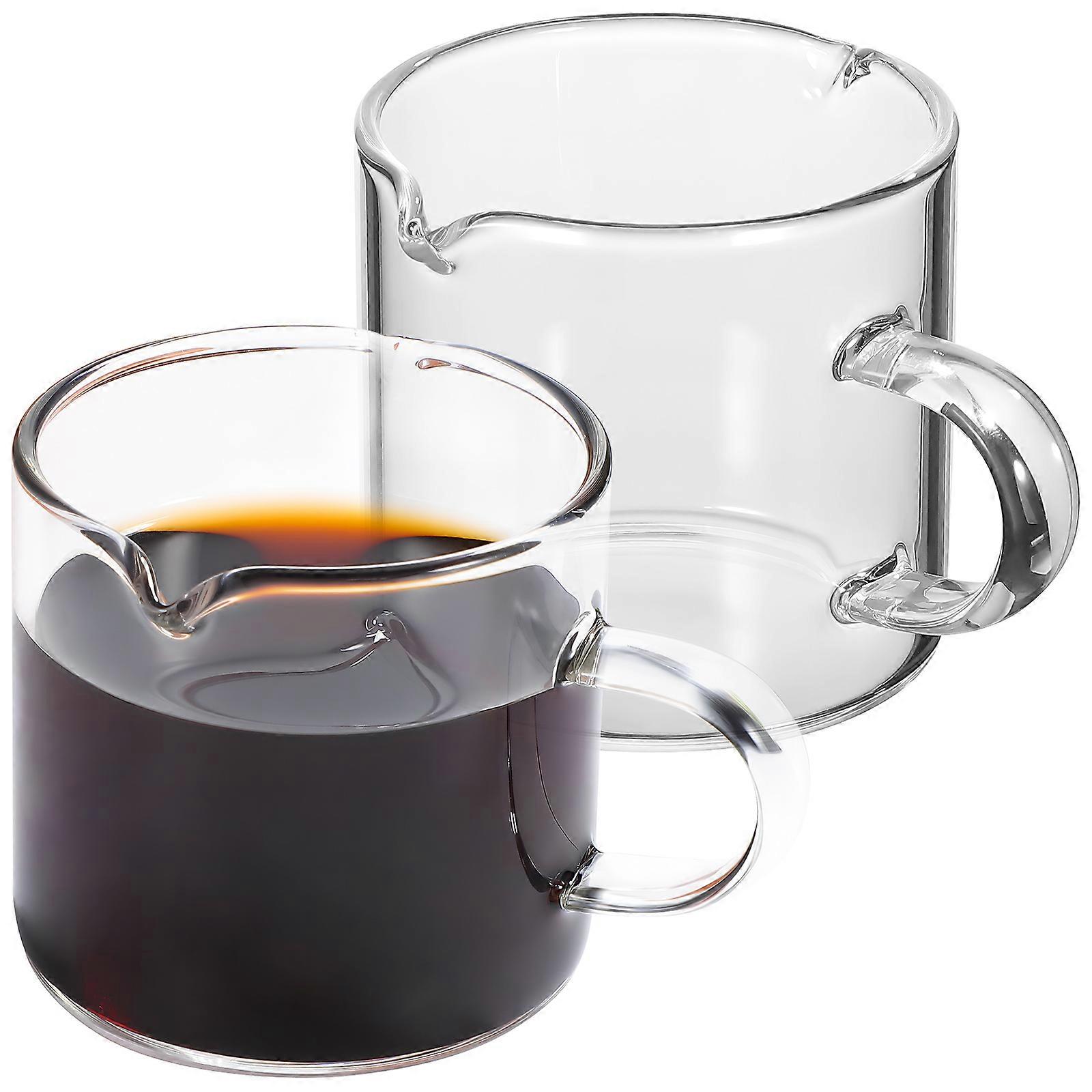 Clear Glass Coffee Mugs with Comfortable Handle and Spout Design – Stylish Espresso Cups for Home and Office Use