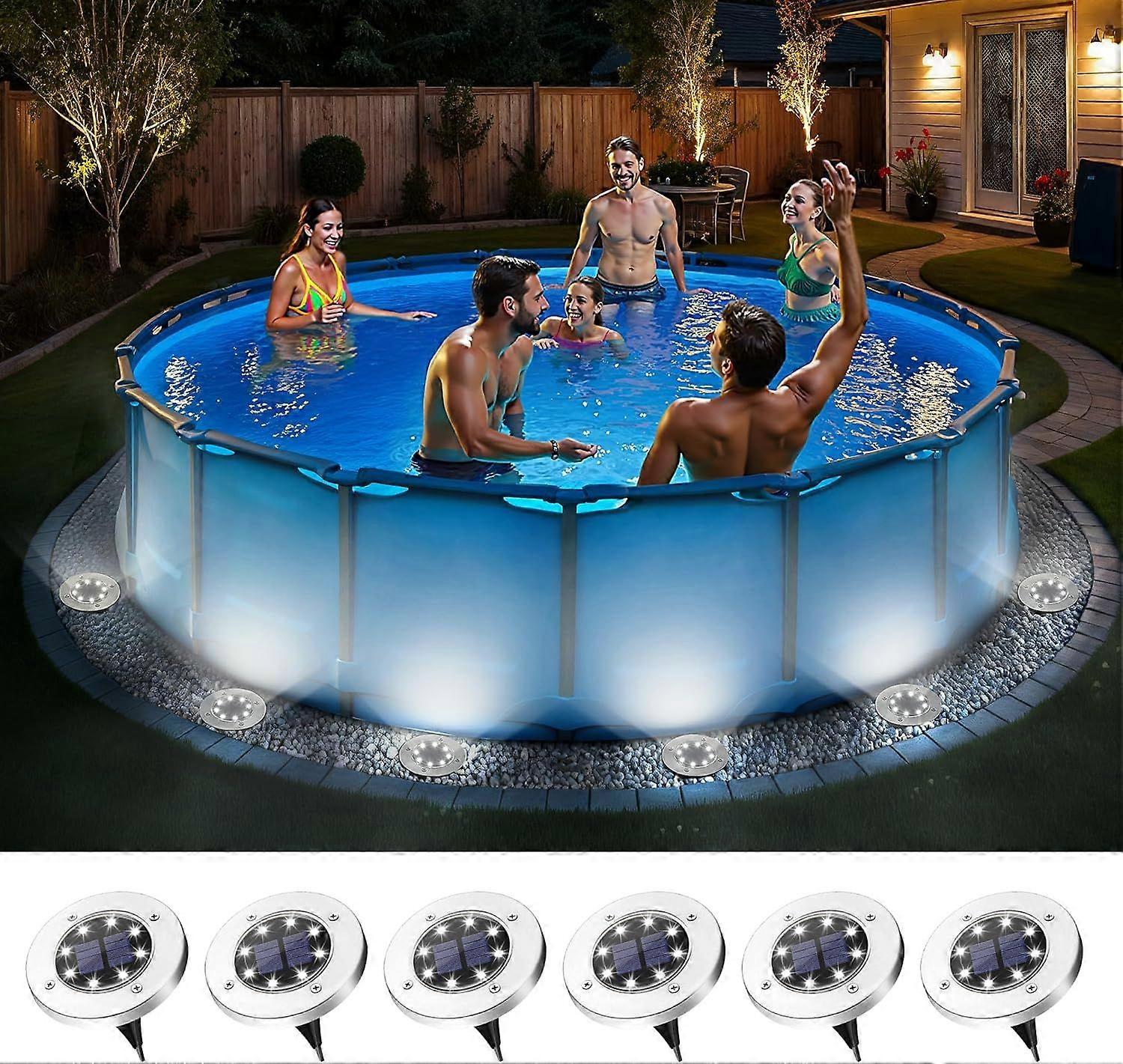 High quality  6 Pack Solar Pool Lights for Above Ground Pools, Waterproof LED