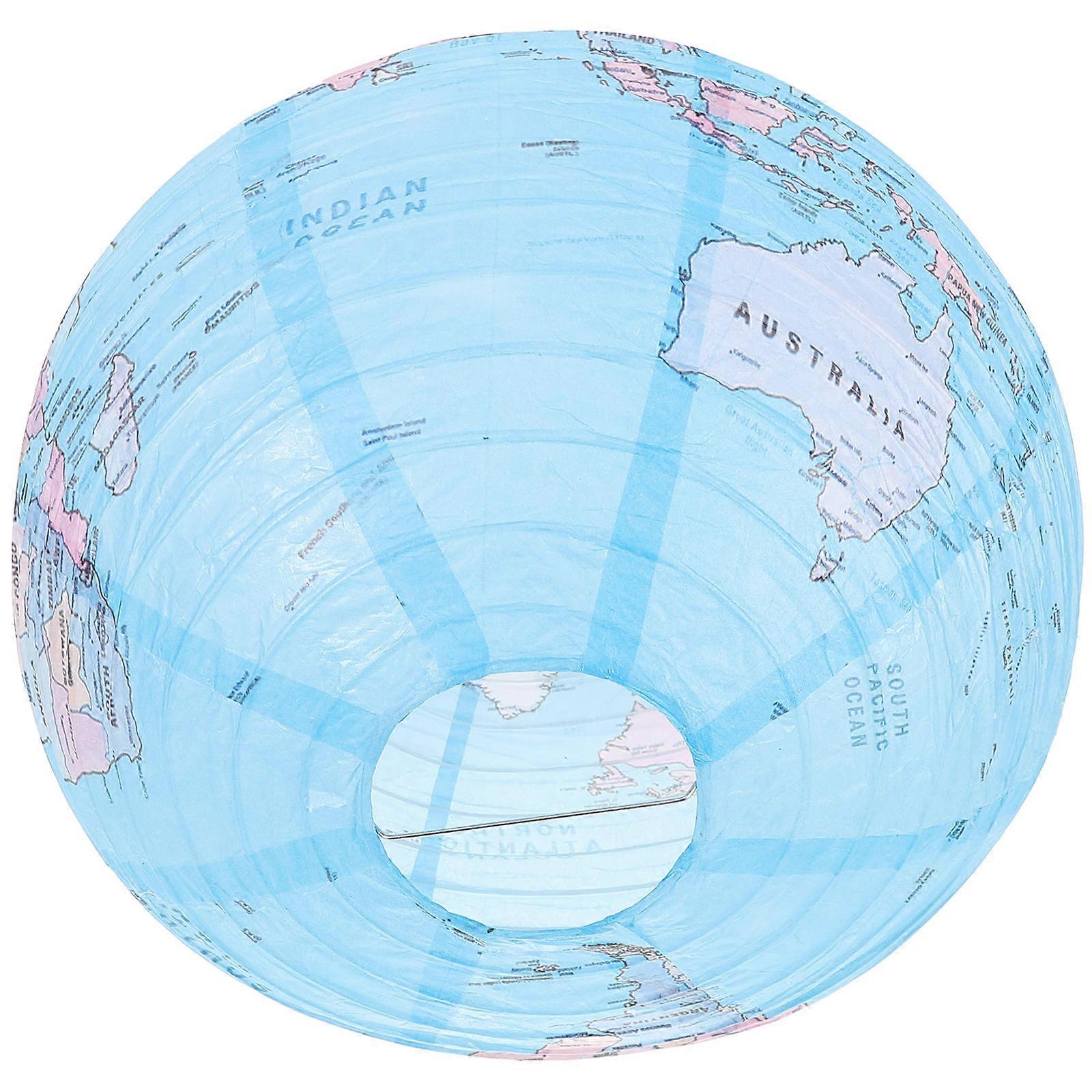 -Blue Paper Lantern Globe Shape for Garden Party 30x30cm Foldable 1Pack