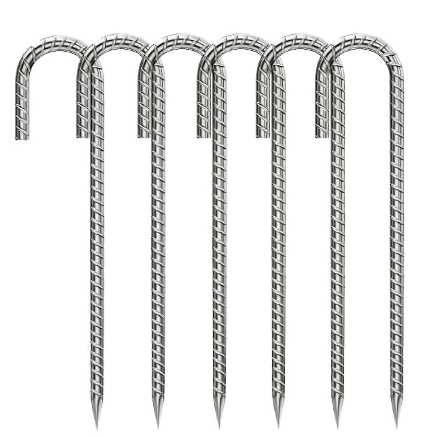 Ground Anchors Pegs Pack Of 6 30 Cm J Hook Tent Nails Hooks Galvanised Steel For Camping Tents Trampolines Canopies