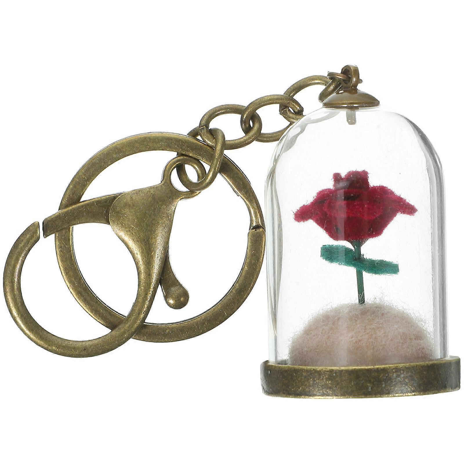 Rose Pendant Keychain Bag Charm Delicate Keychain Daily Use Multi-Colored 10.5X3.8Cm 1Pack