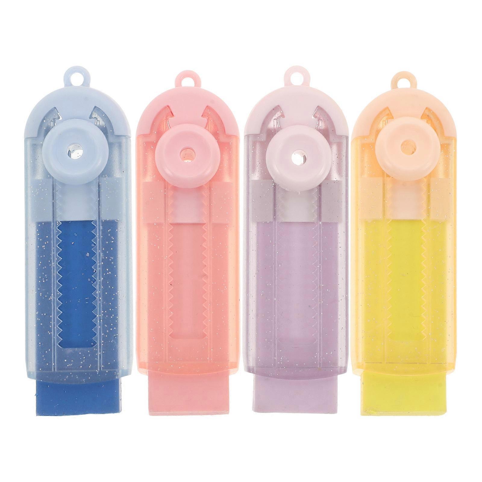 4pcs Retractable Erasers, Portable Sliding Design, Lightweight TPR Material, Assorted Colors for School and Test Use