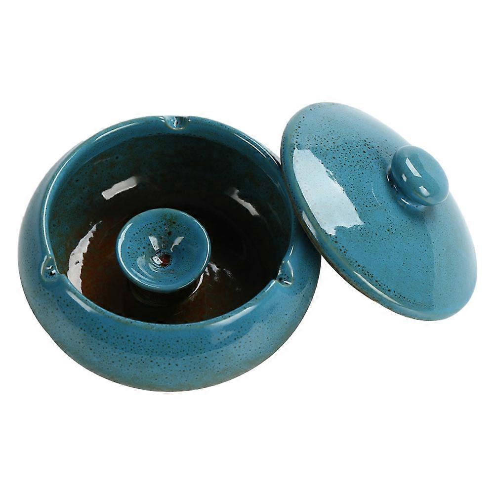 Ceramic Ashtray with Compact Size for Home Blue 1pc 4.72x2.36 Inches