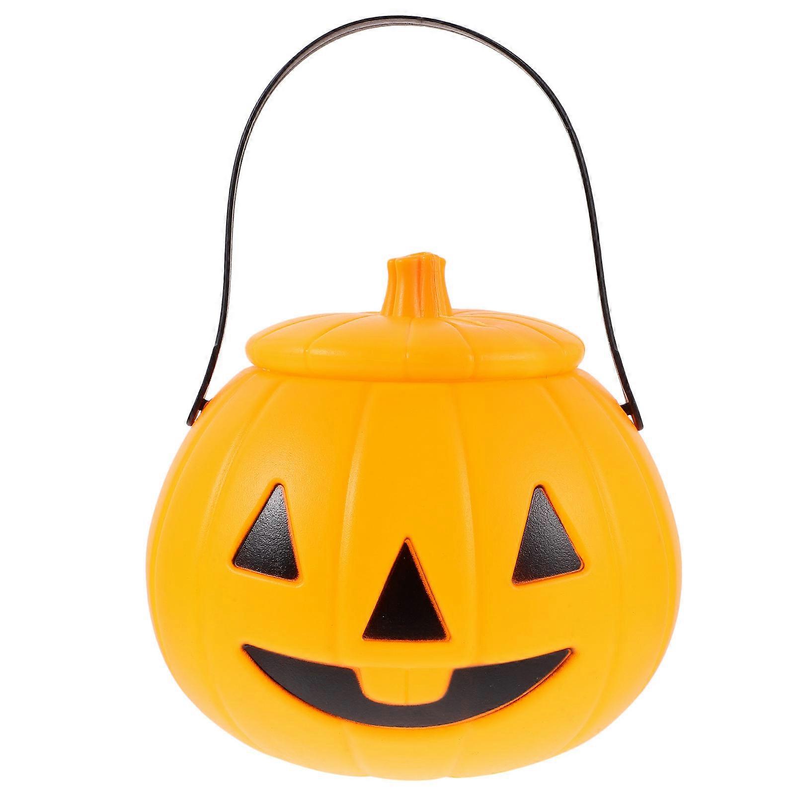 Halloween Pumpkin Candy Bucket with Handle – Large Capacity Reusable Treat Container for Trick Treating, Party Decoration & Candy Storage