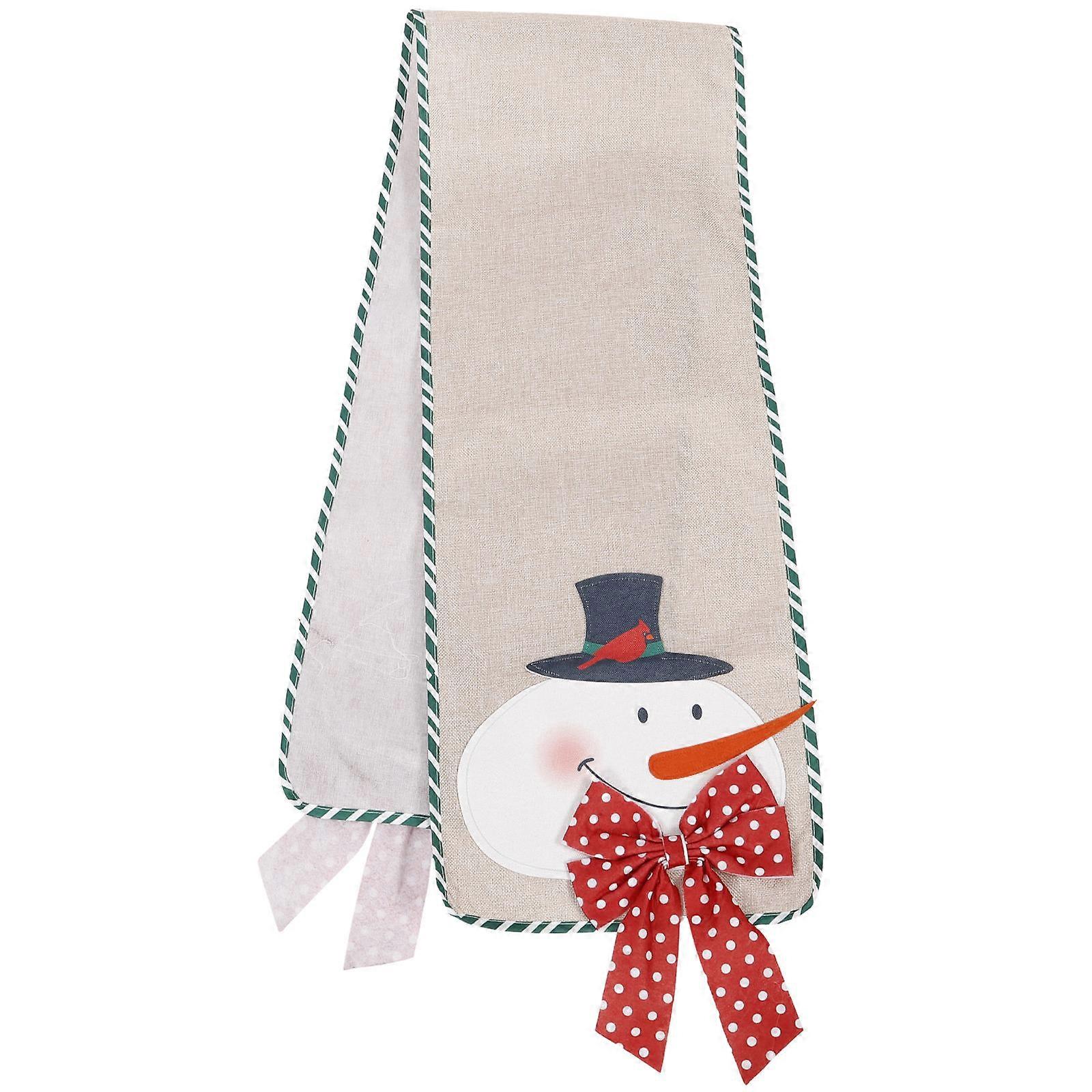 Festive Tablecloth Nutcracker Theme For Christmas Festival Rectangular Shape 180x34x0.5cm Linen Material Reduce Noise 1Pc