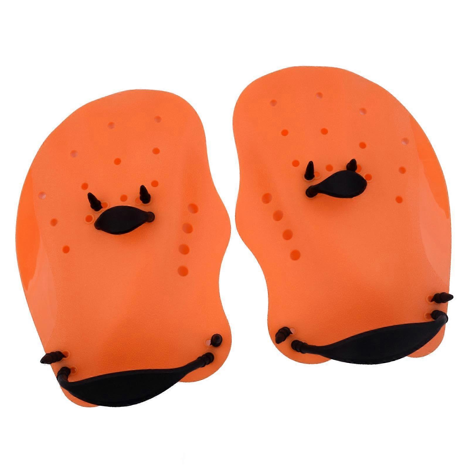 Swim Training Paddles, 1 Pair Flat Hand Paddles, Swimming Hand Fins, Orange Size M for Enhanced Stroke Technique