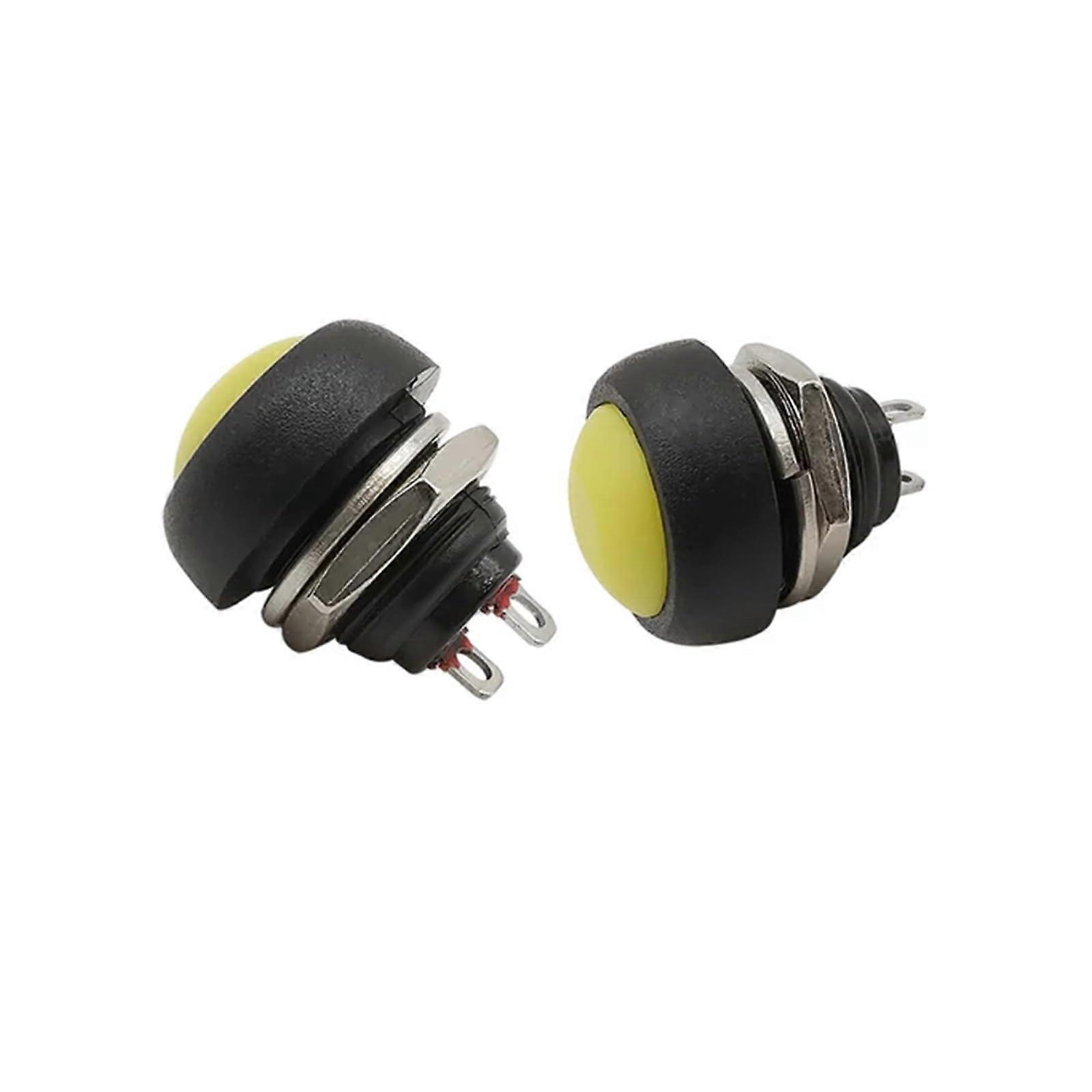 PBS-33b Push Button Switch PBS-33B 12 Mm 2Pin Waterproof Momentary Round Non-Locking On/Off 12V 1A Yellow