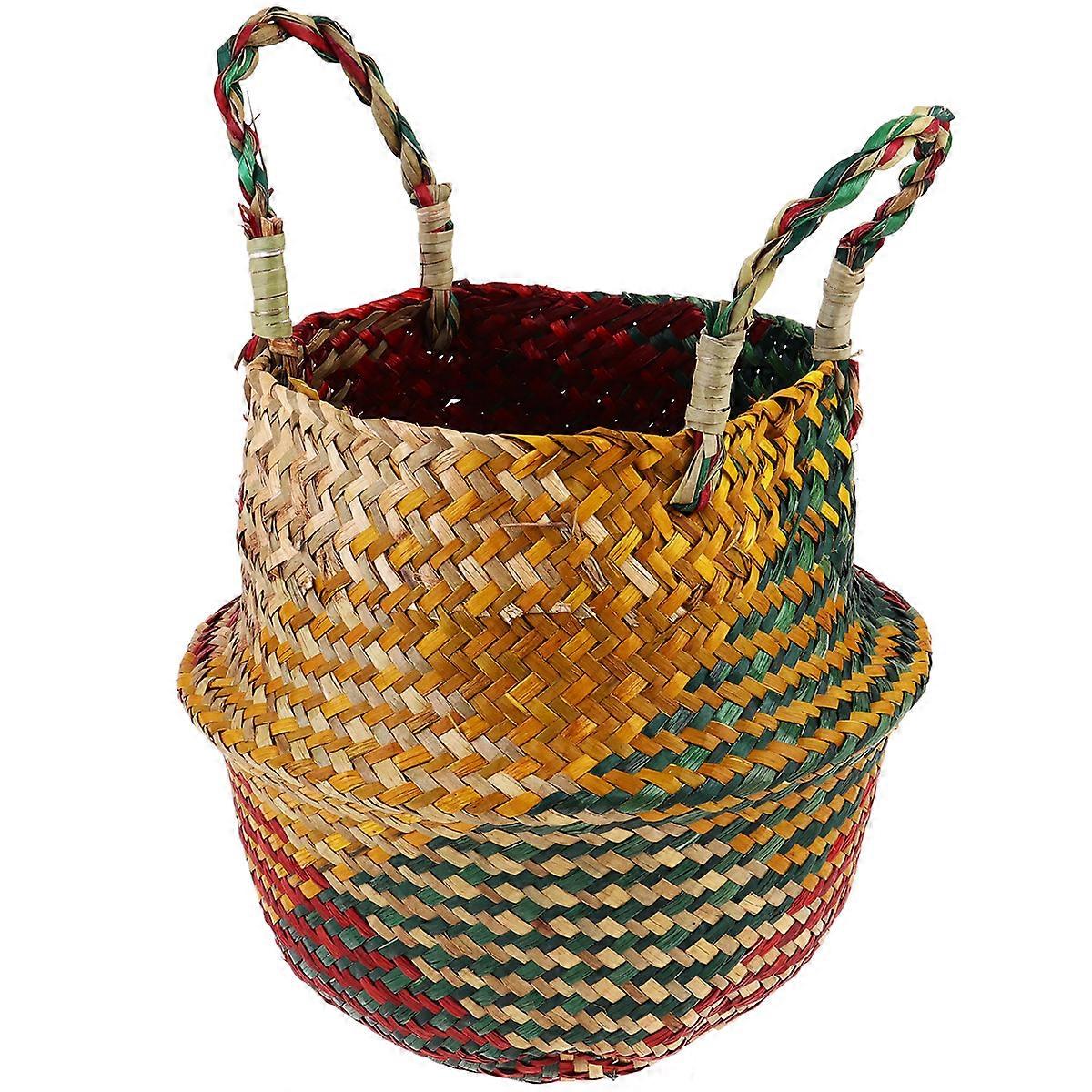 Linen Storage Bins Foldable Storage Container Straw Material For Office Clothing Storage 1Pcs