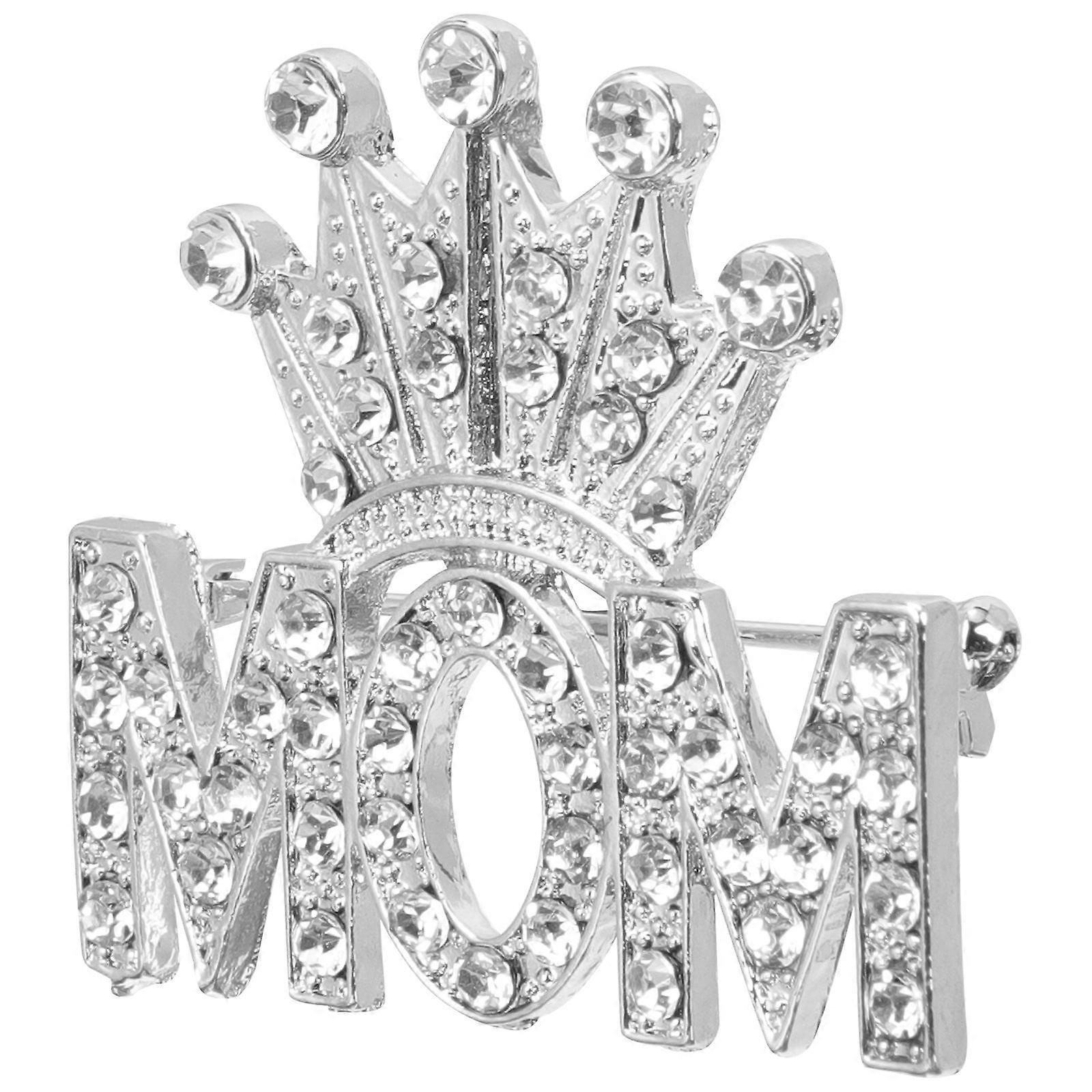 クラウンブローチラペルピンジュエリーマザーズデイ4.00X3.80X1.00CMシルバー装飾効果1個