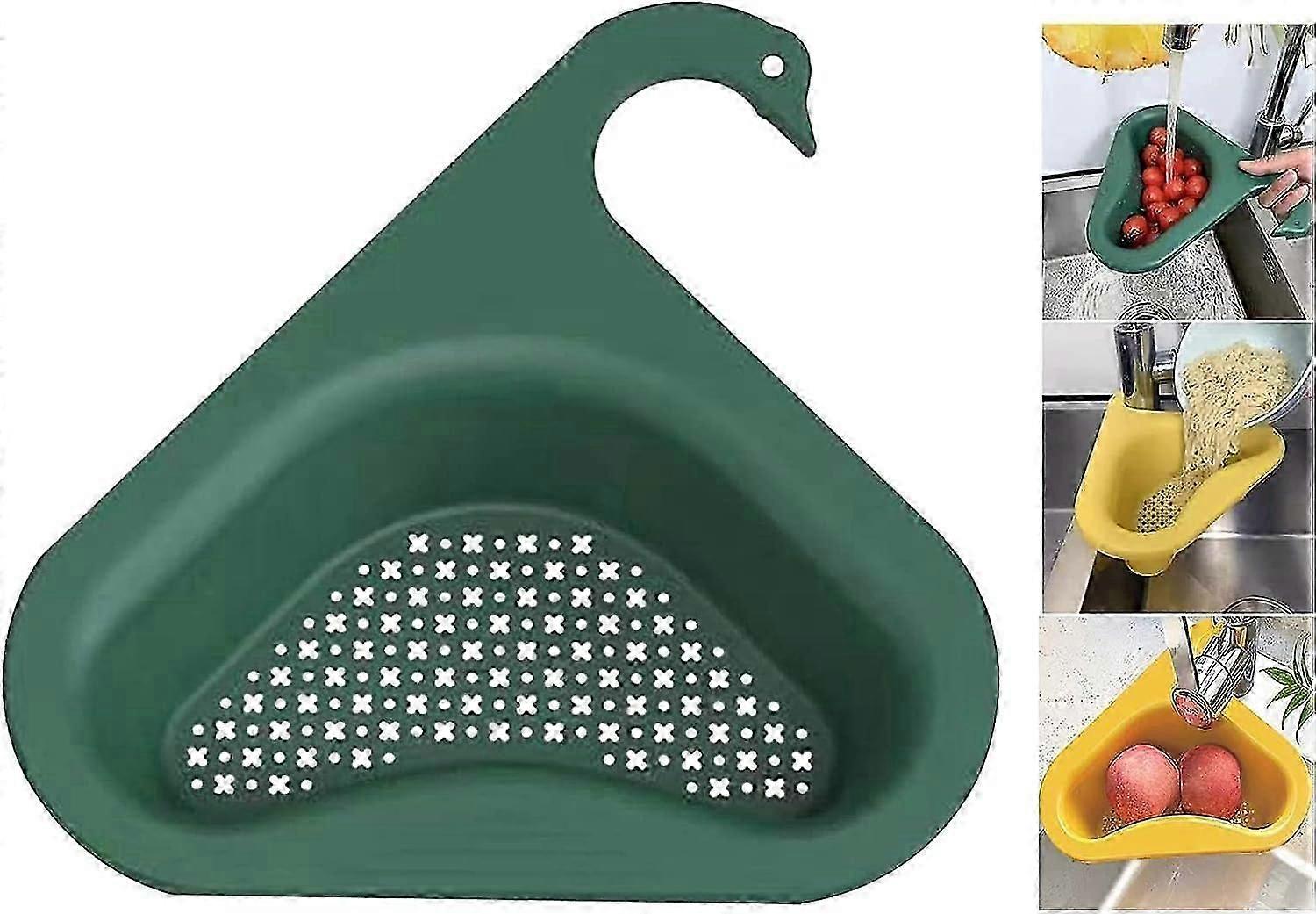 Triangle Sink Rack - Swan Shaped Strainer Basket for Kitchen