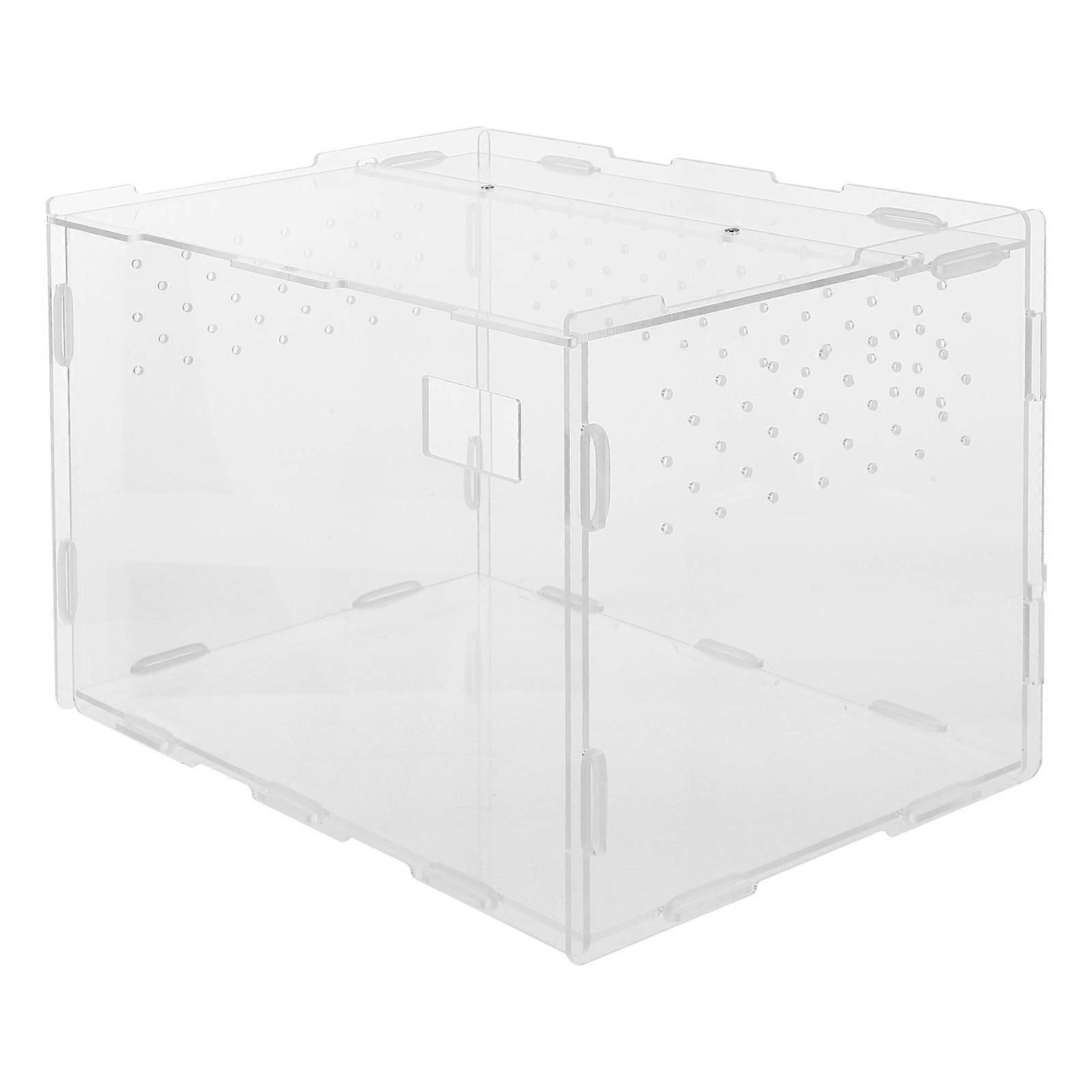 Acrylic Reptile Feeding Box Transparent Breeding Container Durable Ventilated Habitat for Spiders Lizards and Other Small Pets
