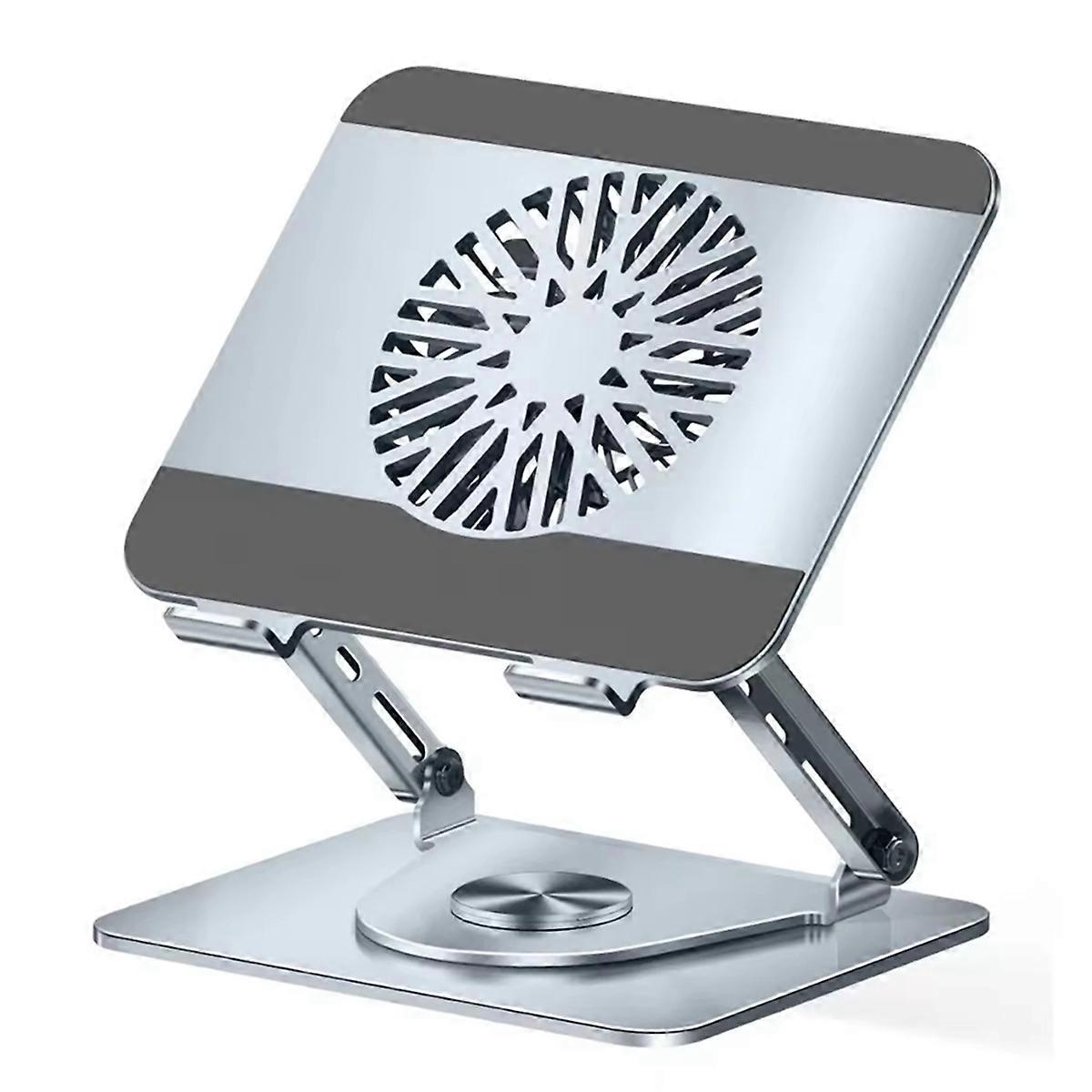 Supporto per notebook da tavolo 360 Rotazione in metallo Laptop Raiser con ventola per giochi Supporto universale a doppio albero a pagamento argento